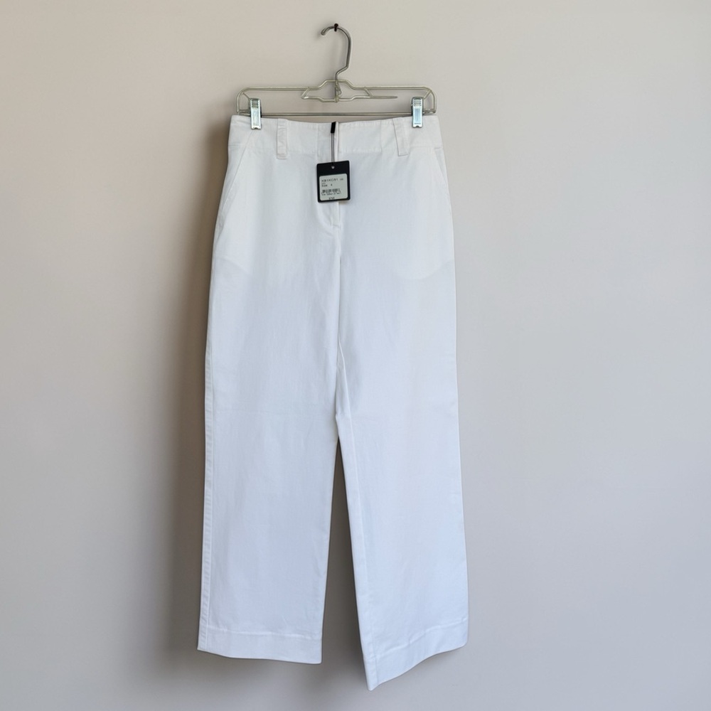 NWT St. John White Sateen Wide Leg Trousers from 2025 MSRP $795 Size 4